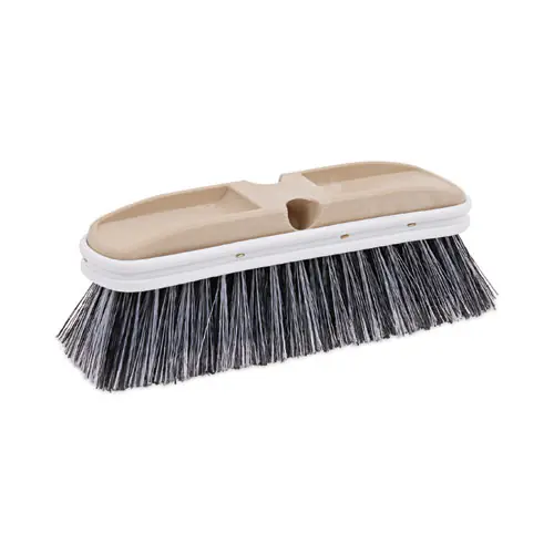 Boardwalk® Polystyrene Vehicle Brush with Vinyl Bumper, Black/White Bristles, 10"