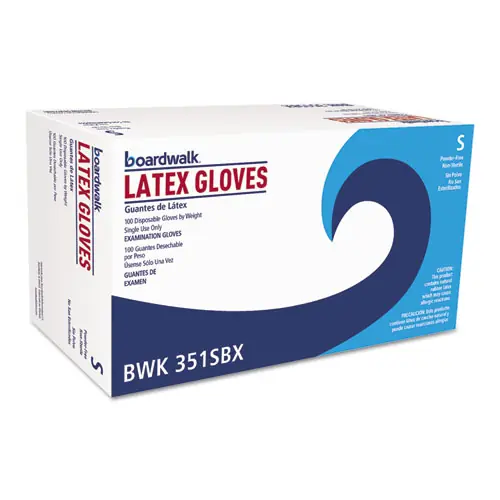 Boardwalk® Powder-Free Latex Exam Gloves, Small, Natural, 4.8 mil, 1,000/Carton