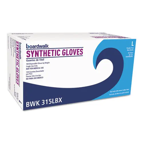 Boardwalk® Powder-Free Synthetic Vinyl Gloves, Large, Cream
