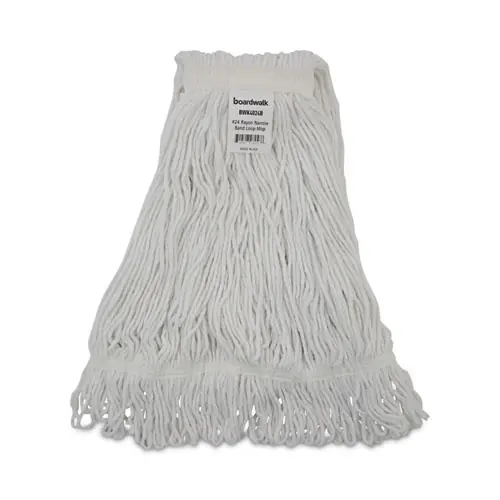 Boardwalk® Pro Loop Web/Tailband Wet Mop Head, Rayon, #24, White, 12/Carton