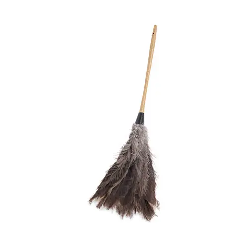 Boardwalk® Professional Ostrich Feather Duster, 16" Wood Handle, 12" Gray Bristle