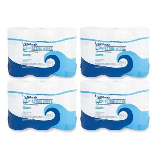 Boardwalk® Quat-Based Disinfecting Wipes, Fresh Scent, 75 Wipes/Canister, 12 Canisters/Carton