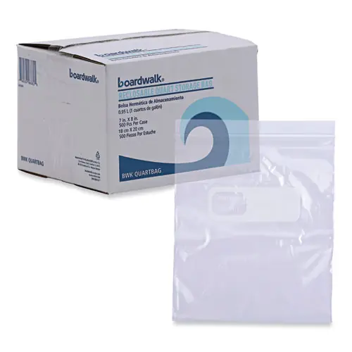 Boardwalk® Reclosable Food Storage Bags, Quart, 7" x 8", Clear, 500/Box