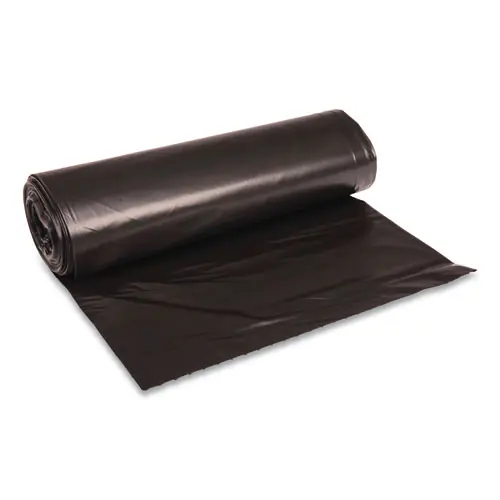 Boardwalk® Recycled Low-Density Polyethylene Can Liners, 45 gal, 1.6 mil, 40" x 46", Black, Perforated, 10 Bags/Roll, 10 Rolls/Carton