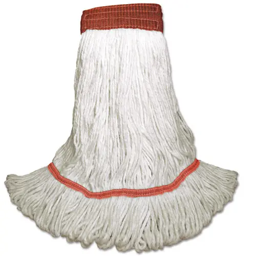 Boardwalk® Saddleback Loop-End Wet Mop Heads, Large, White, Rayon, 12/Carton