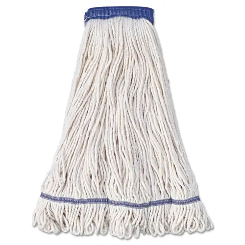 Boardwalk® Super Loop Wet Mop Head, Cotton/Synthetic Fiber, 5" Headband, X-Large, White, 12/Carton