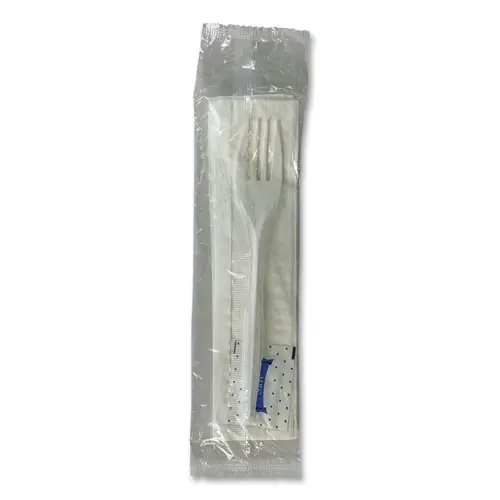 Boardwalk® Three-Piece Utensil Set, Fork/Napkin/Salt, Plastic, White, 500/Carton