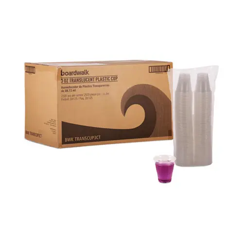 Boardwalk® Translucent Plastic Cold Cups, 3 oz, 125/Sleeve, 20 Sleeves/Carton
