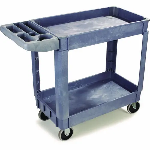 Boardwalk® Two-Shelf Utility Cart, Plastic, Gray, 500 lb Capacity, 17.25" x 40" x 33.5"