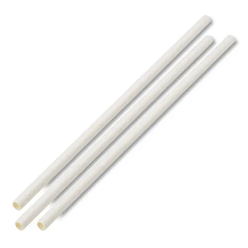 Boardwalk® Unwrapped Paper Straws, White, 7.75" x 0.25", 4,800 Straws/Carton