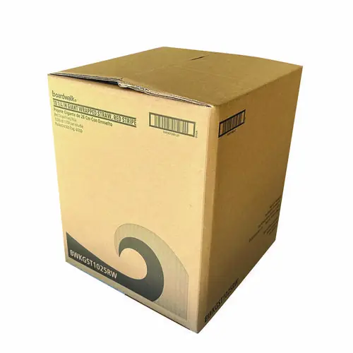 Boardwalk® Wrapped Giant Straws, 10.25", Polypropylene, Red/White Striped, 1,200/Carton