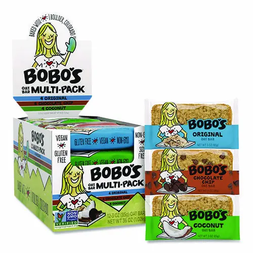 Bobo's Oat Bar Coconut/Chocolate Chip/Original Multipack - 3 oz Bars, 12 Count