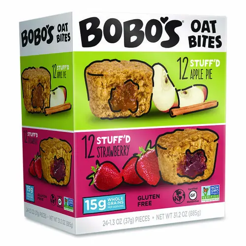 Bobo's Stuff'D Apple Pie/Strawberry Oat Bites, 1.3 oz, Individually Wrapped, 24/Carton