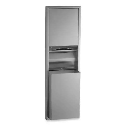 Bobrick ClassicSeries Semi-Recessed Convertible Paper Towel Dispenser/Waste Receptacle, Satin Stainless Steel