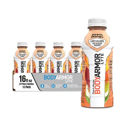 BodyArmor LYTE Sports Drink, Peach Mango, 16 oz Bottle, 12/Pack