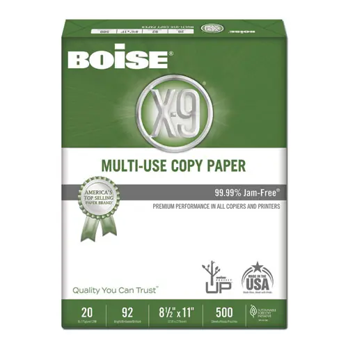 Boise® X-9 Multi-Use Copy Paper, 92 Bright, 20 lb Bond Weight, 8.5 x 11, White