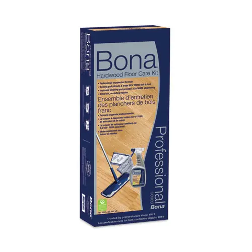 Bona® Hardwood Floor Care Kit, 15" Wide Microfiber Head, 52" Blue Steel Handle