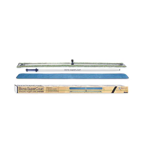 Bona® SuperCourt Athletic Floor Care System, 60" Wide Microfiber Head, 66" Silver/Blue Aluminum Handle