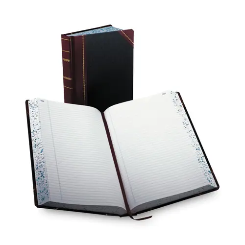 Boorum & Pease® Account Record Book, Record-Style Rule, Black/Red/Gold Cover, 13.75 x 8.38, 500 Sheets