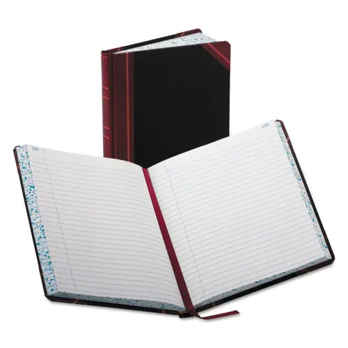 Boorum & Pease® Account Record Book, Record-Style Rule, Black/Red/Gold Cover, 9.25 x 7.31 Inches, 300 Sheets