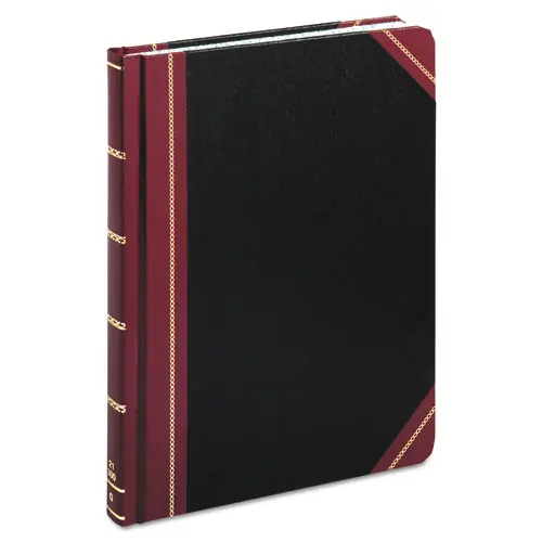 Boorum & Pease® Extra-Durable Bound Book, Single-Page Record-Rule Format, Black/Maroon/Gold Cover, 300 Sheets