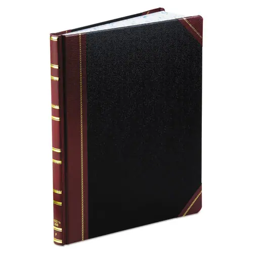 Boorum & Pease® Extra-Durable Bound Book, Single-Page Record-Rule Format, Black/Maroon/Gold Cover, 300 Sheets
