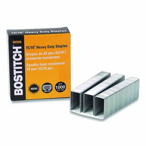 Bostitch® Heavy-Duty Premium Staples, 0.94" Leg, 0.5" Crown, Carbon Steel, 1,000/Box