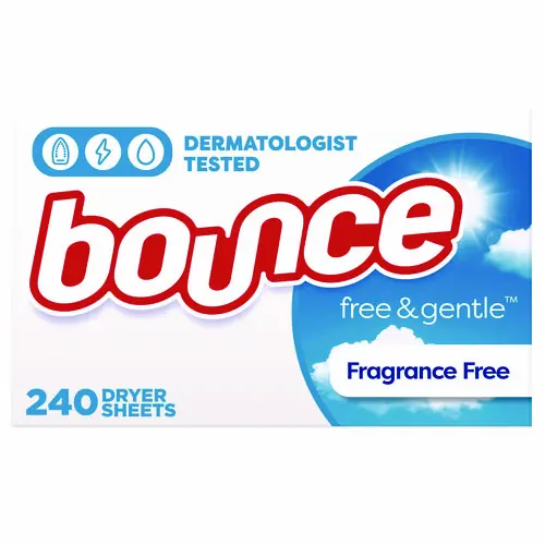 Bounce® free and gentle Dryer Sheets, Fragrance Free, 240 Sheets/Box, 4 Boxes/Carton