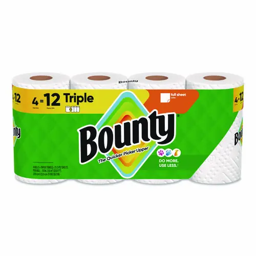 Bounty® Kitchen Roll Paper Towels, 2-Ply, White, 75 Sheets/Roll, 4 Triple Rolls/Pack, 6 Packs/Carton
