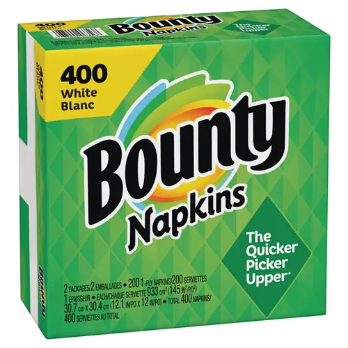Bounty® Quilted Napkins, 2-Ply, 12.1 x 12, White, 400/Pack, 4 Packs/Carton