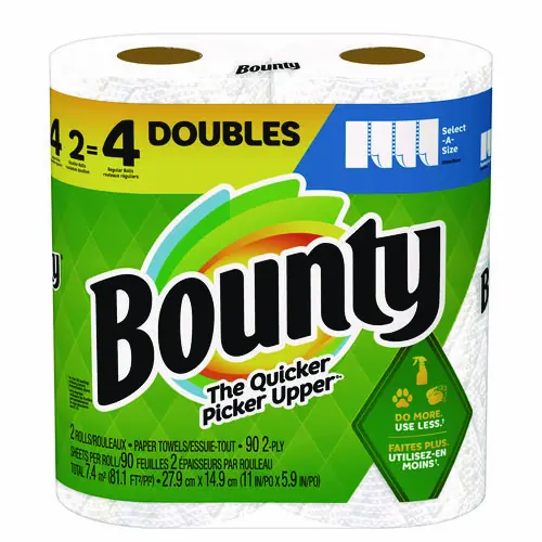 Bounty® Select-a-Size 2-Ply Kitchen Roll Paper Towels, 90 Sheets per Roll, 2 Double Rolls per Pack, 5.9" x 11"