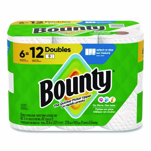 Bounty® Select-a-Size Kitchen Roll Paper Towels, 2-Ply, White, 6 Double Rolls/Carton