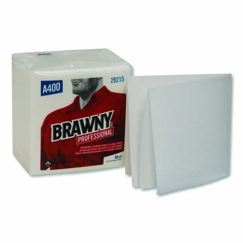 Brawny® Professional All Purpose Wipers, 13 x 13, White, 50/Pack, 16/Carton