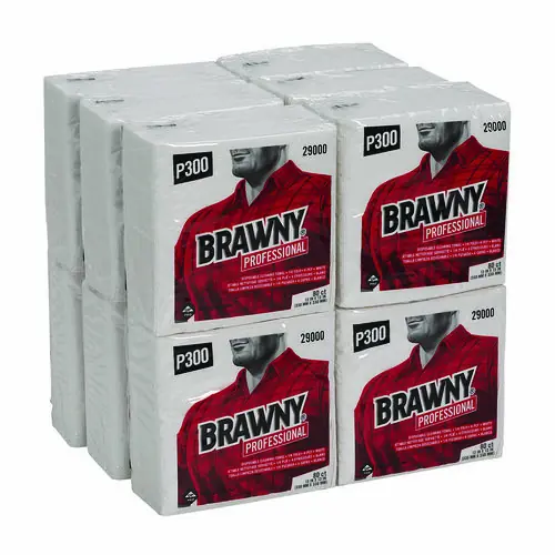 Brawny® Professional All Purpose Wipers, 3-Ply, 13 x 13, White, 80 Wipers/Pack, 12 Packs/Carton