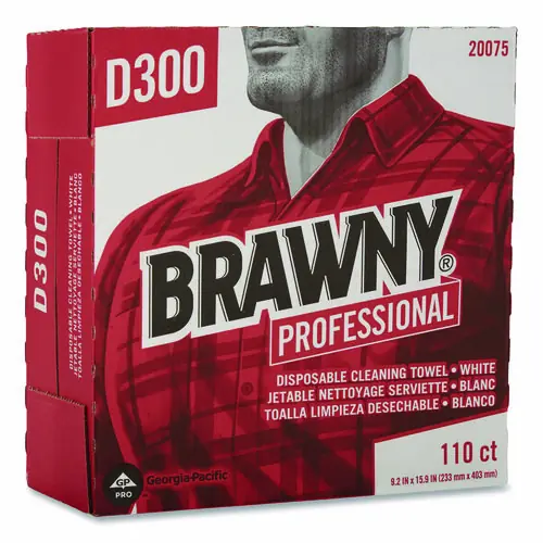 Brawny® Professional Tall Dispenser All-Purpose DRC Wipers, 1-Ply, 9.25 x 16, Unscented, White, 110/Box, 10 Boxes/Carton