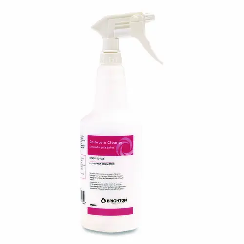 Brighton Professional™ Trigger Spray Bottle for Portion Packet Bathroom Cleaners, 32 oz, White/Pink