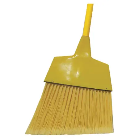 Angled Broom with Flagged Plastic Bristles and Metal Handle