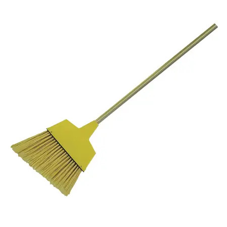 Angled Broom with Flagged Plastic Bristles and Wood Handle