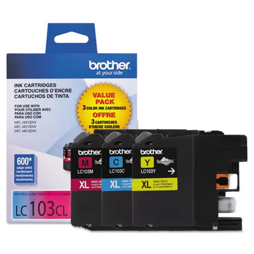 Brother LC1033PKS Innobella High-Yield Ink Cartridge, Cyan/Magenta/Yellow, 3-Pack