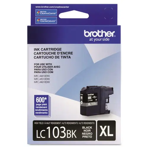 Brother LC103BK Innobella High-Yield Ink Cartridge, Black, 600 Page Yield