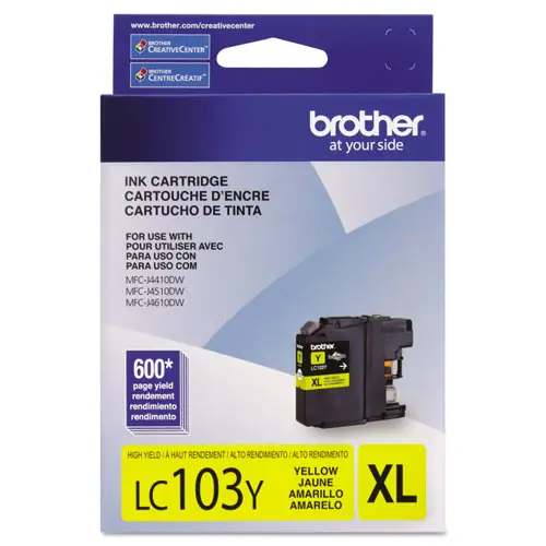 Brother LC103Y Innobella High-Yield Ink Cartridge, Yellow, 600 Page Yield