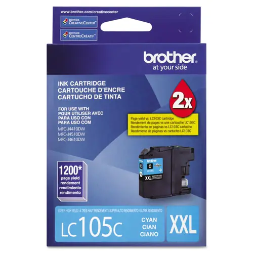 Brother LC105C Innobella Super High-Yield Ink Cartridge, Cyan, 1,200 Page-Yield
