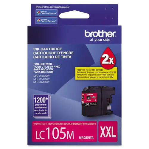 Brother LC105M Innobella Super High-Yield Ink Cartridge, Magenta, 1,200 Page Yield