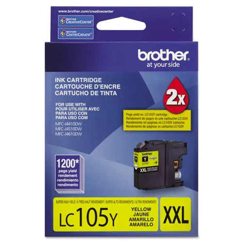 Brother LC105Y Innobella Super High-Yield Ink Cartridge, Yellow, 1,200 Page Yield