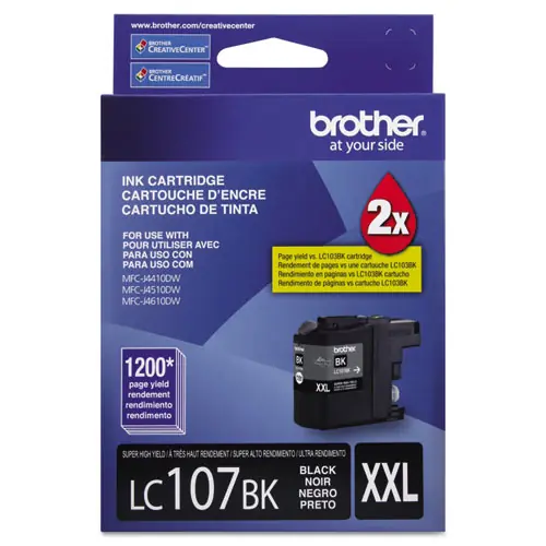 Brother LC107BK Innobella Super High-Yield Ink Cartridge, Black, 1,200 Page Yield