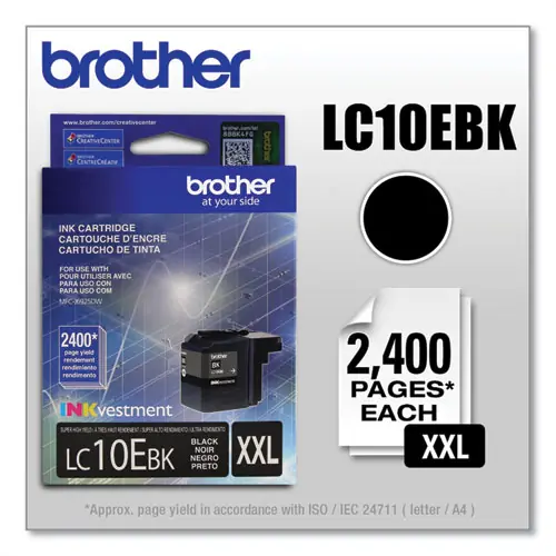 Brother LC10EBK INKvestment Super High-Yield Ink Cartridge, Black, 2,400 Page Yield