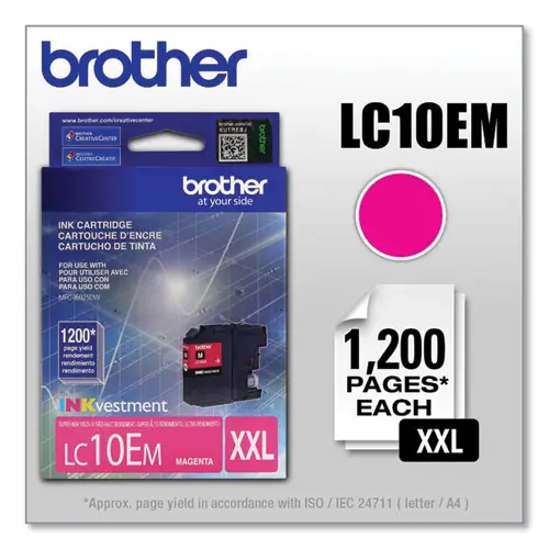 Brother LC10EM INKvestment Super High-Yield Ink Cartridge, Magenta, 1,200 Page Yield