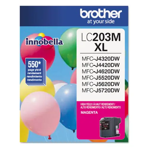 Brother LC203M Innobella High-Yield Ink Cartridge, Magenta, 550 Page-Yield