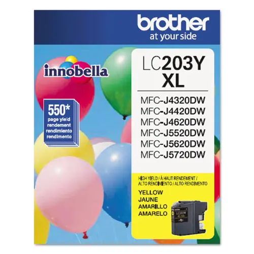 Brother LC203Y Innobella High-Yield Ink Cartridge, 550 Page Yield, Yellow