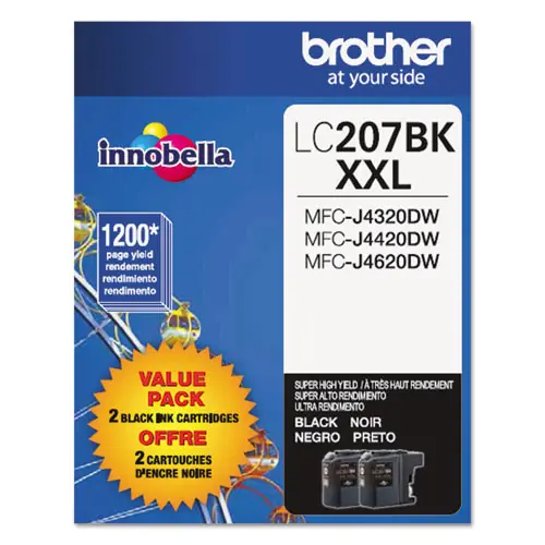 Brother LC2072PKS Innobella Super High-Yield Ink Cartridges, Black, 2-Pack, 1,200 Page Yield